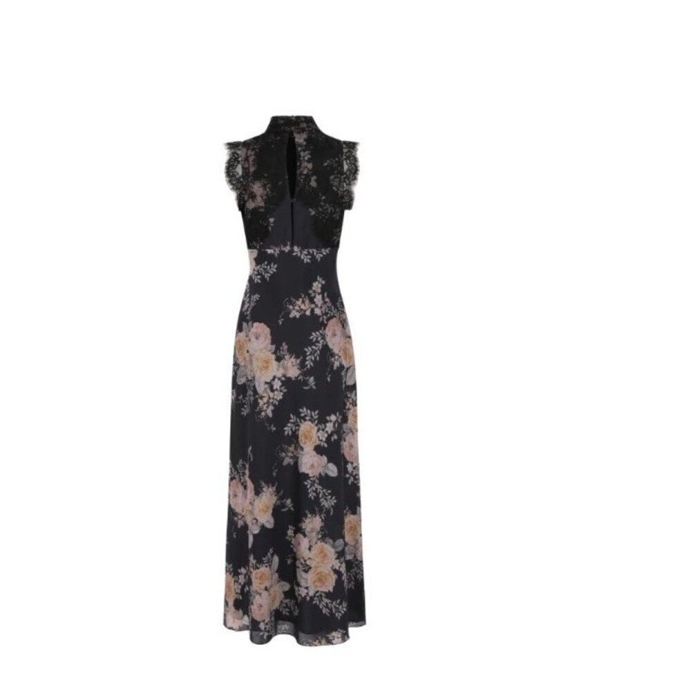 Maison Armory Black Moonlight Rose Floral & Lace Slip Dress XSmall, Boho Maxi - Picture 2 of 16